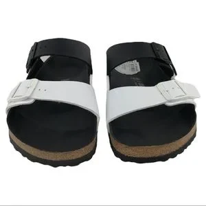 Birkenstock Arizona Split Two-Strap Black & White Sandals ? Arizona Split Birko-Flor in Color Black/White | BIRKENSTOCK US main image 4